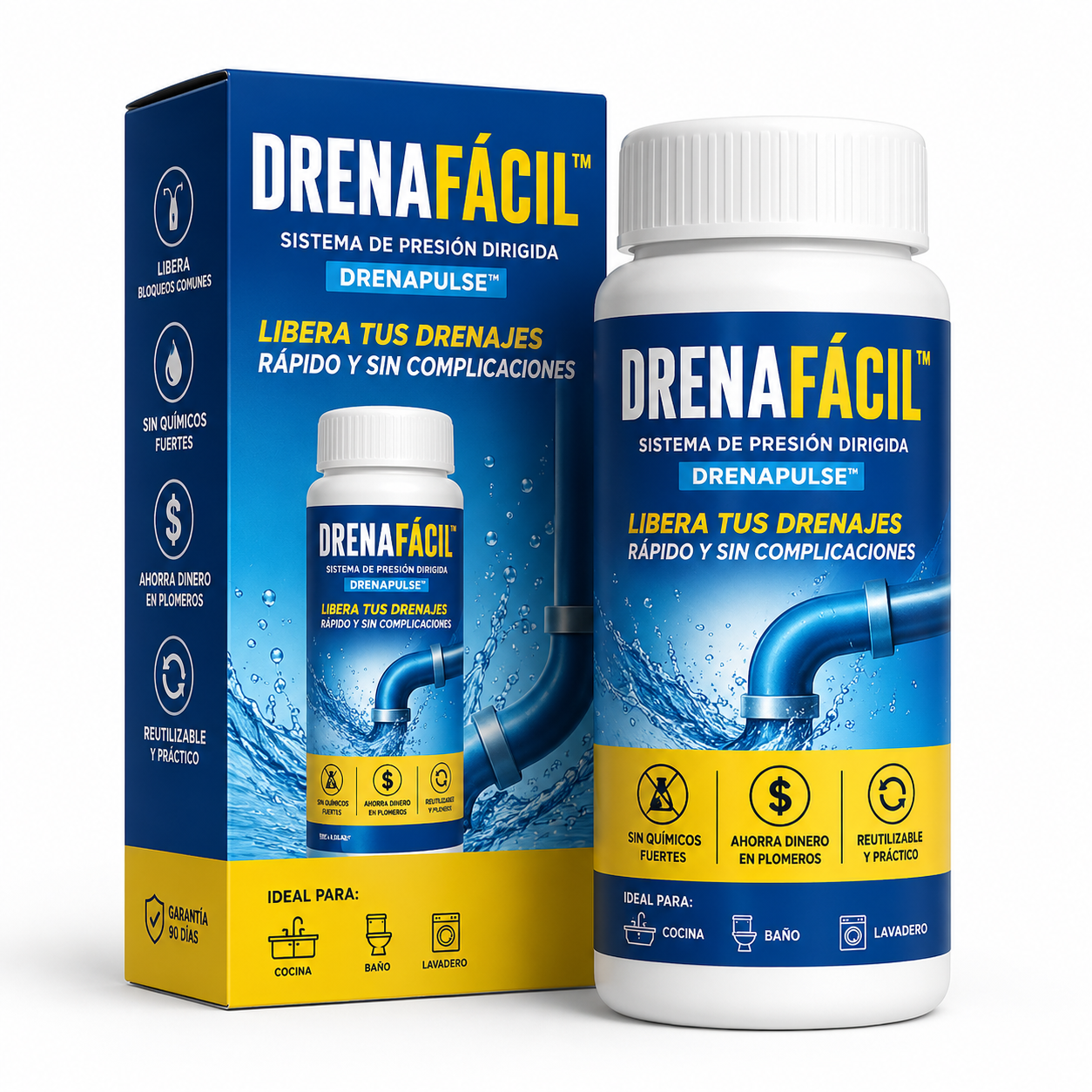 DrenaFacil® La herramienta de presión que destapa cualquier tubería en segundos sin químicos ni plomero