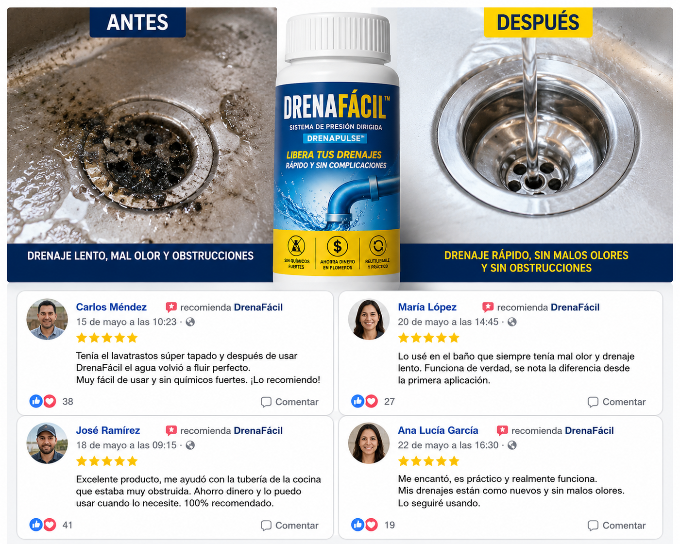 DrenaFacil® La herramienta de presión que destapa cualquier tubería en segundos sin químicos ni plomero
